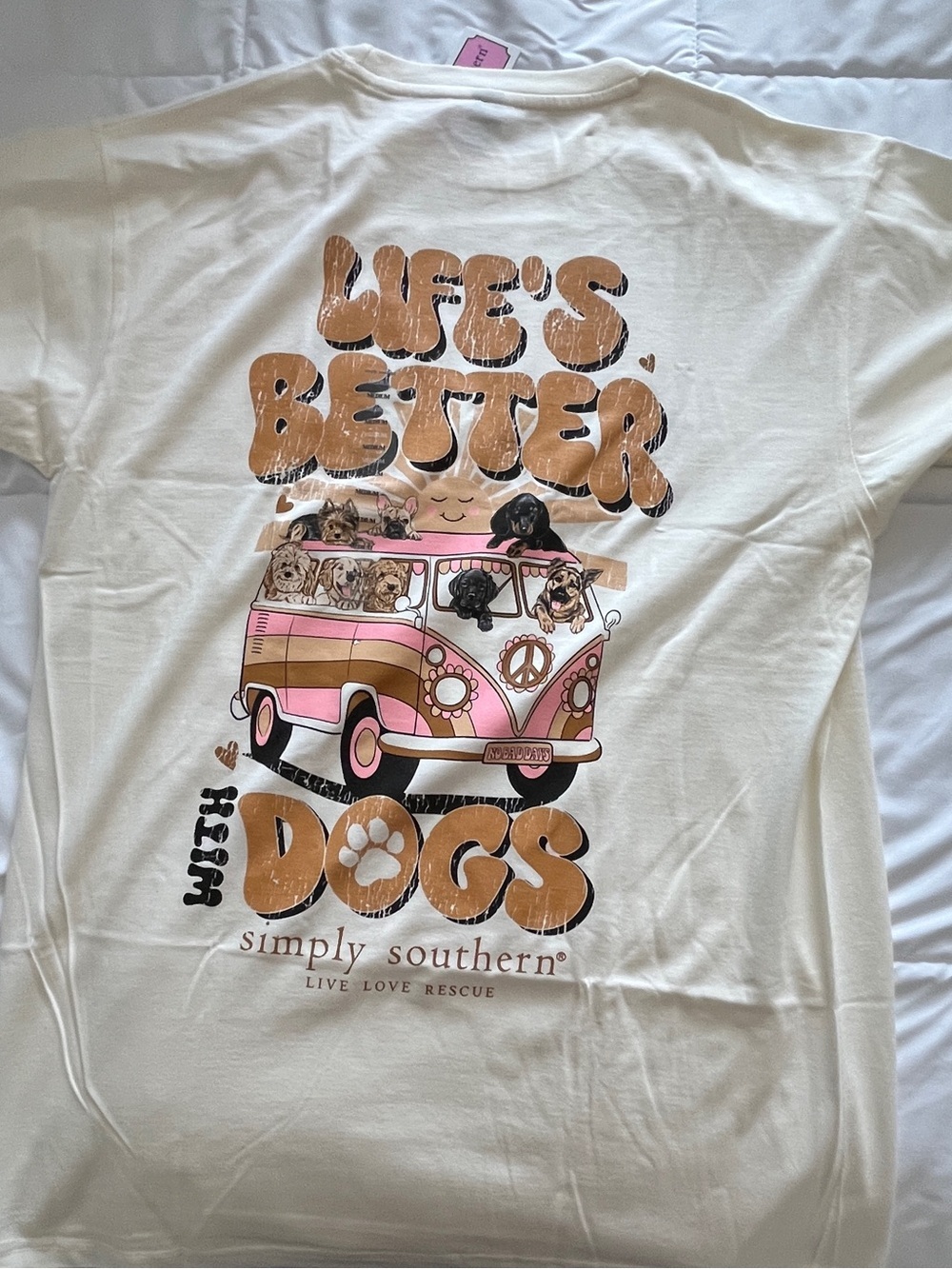 Simply Southern “Life's Better with Dogs “Cream  Tee size Large